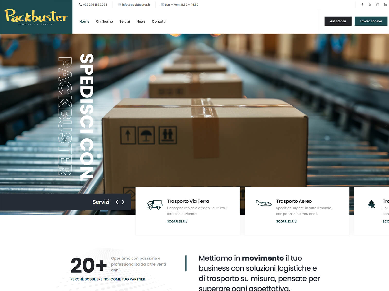 Homepage del sito Packbuster.it