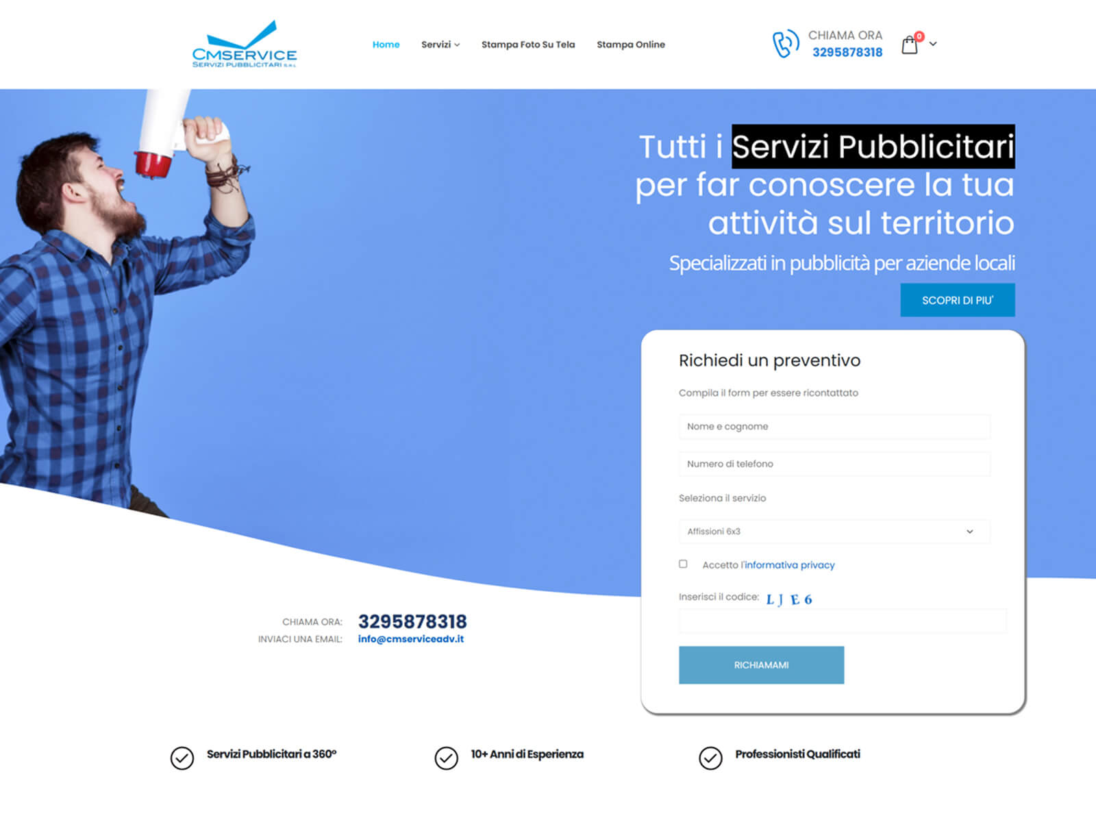 Homepage del sito Cmserviceadv.it